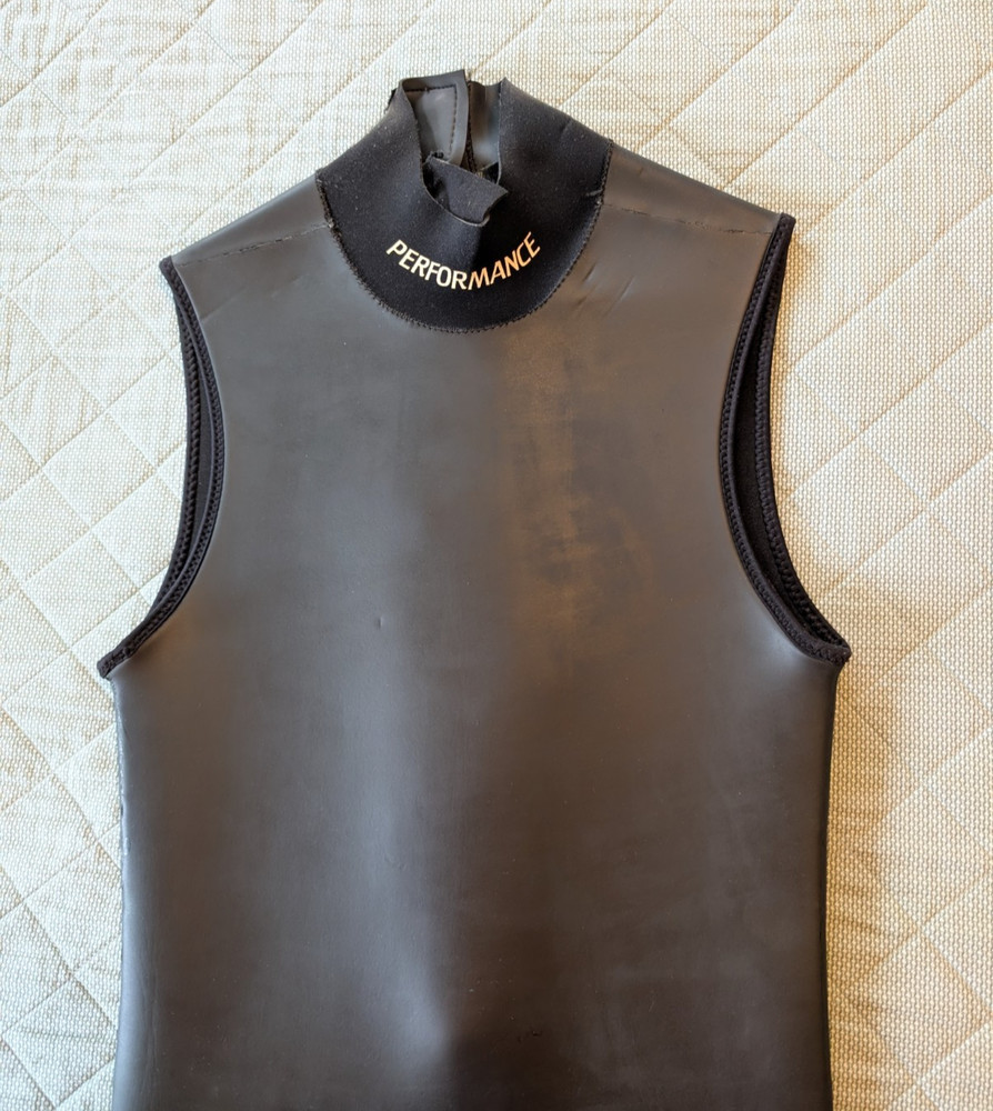 Performance Medium Wetsuit Dive Surf Black Sleeveless Shorty Front Zip