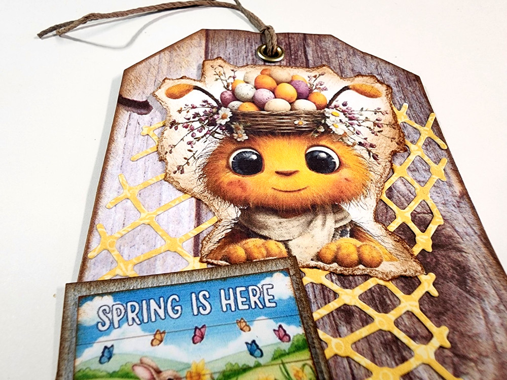 Spring Is Here Easter Bee Peeps In Basket OOAK #37 3D Handmade
