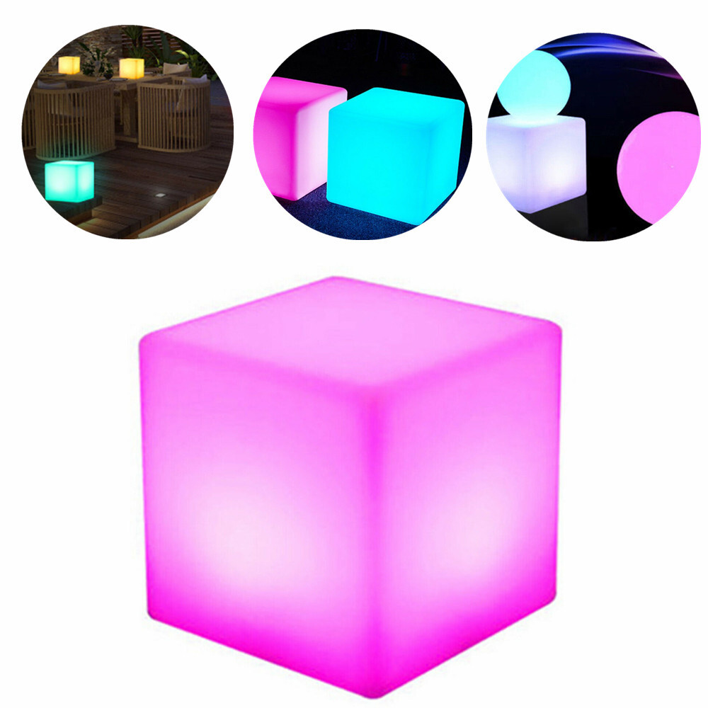 Rechargeable Square Stool Light, 16 Light Colors LED Square Stool