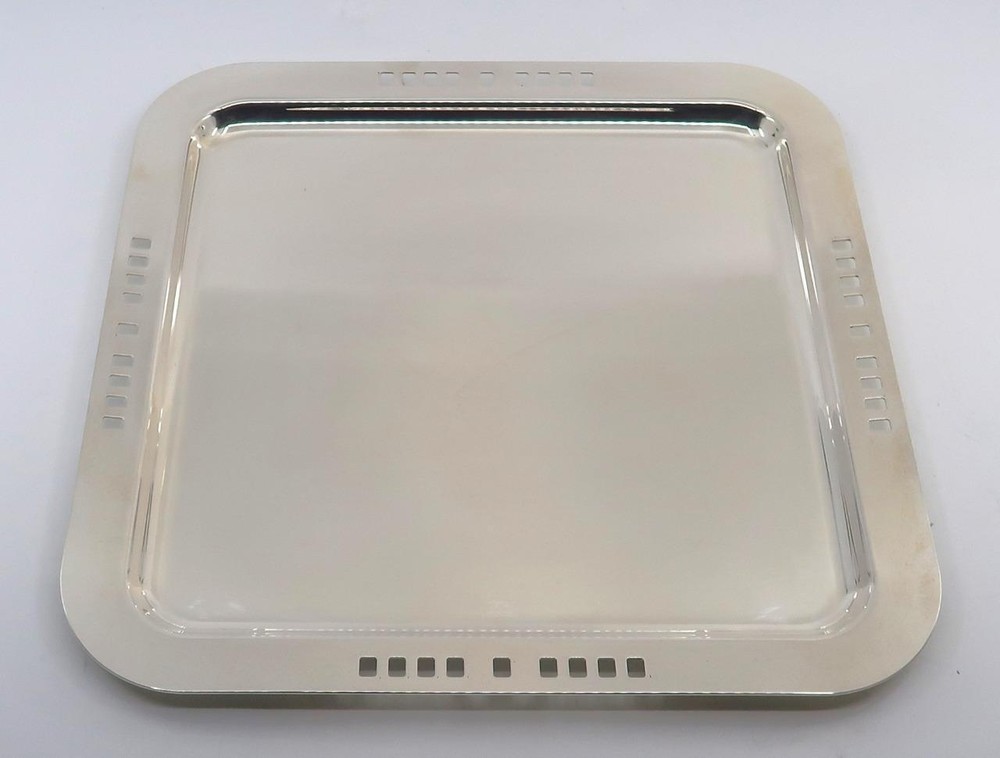 Gorham Silverplate Italy MAESTRI Square Serving Tray, Pierced Rim 12 3/8"