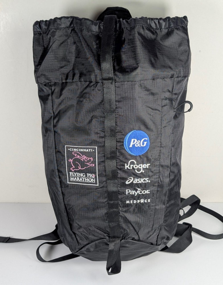 Flying Pig Marathon Cincinnati Lightweight Backpack Black Workout Runner Nylon