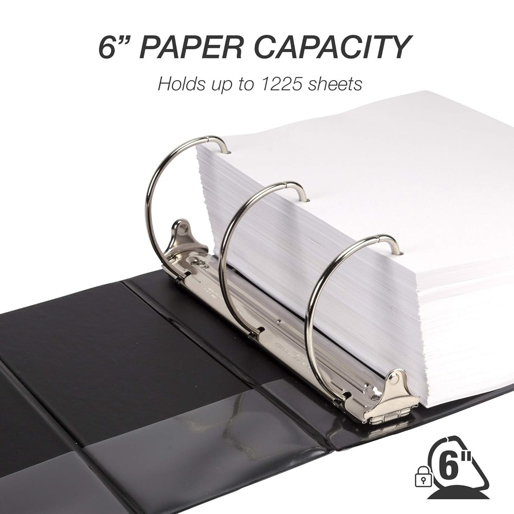 Durable 6-Inch 3-Ring Binder - Locking D-Ring & 100% Recycled Chipboard - 2 Pack