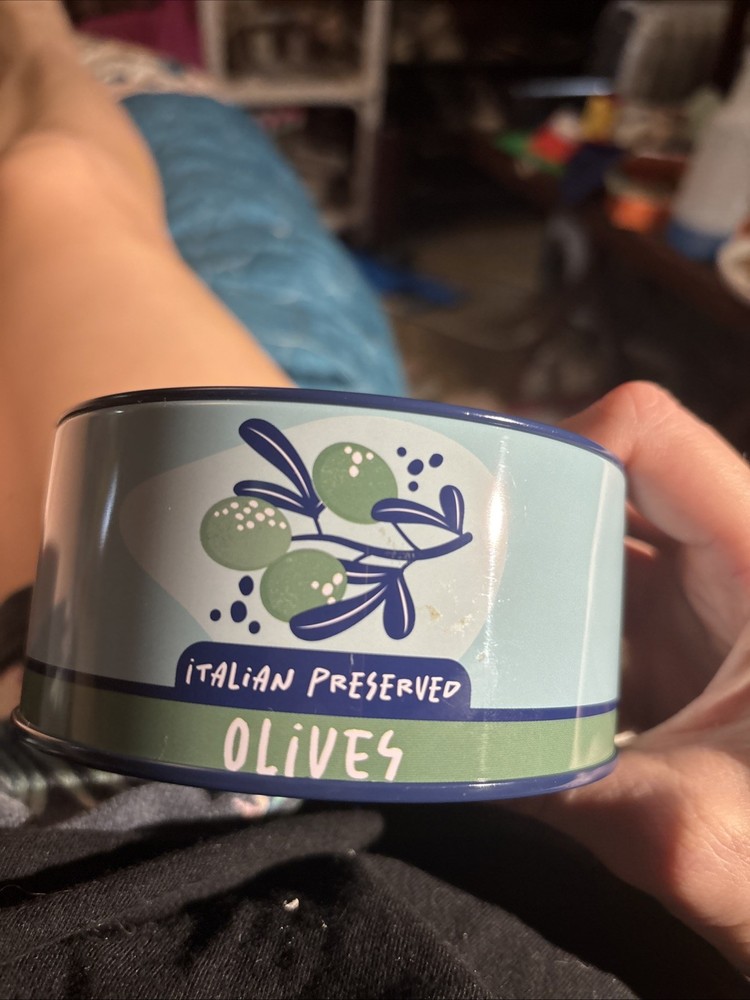Empty Fake Olive Round Tricker Tin