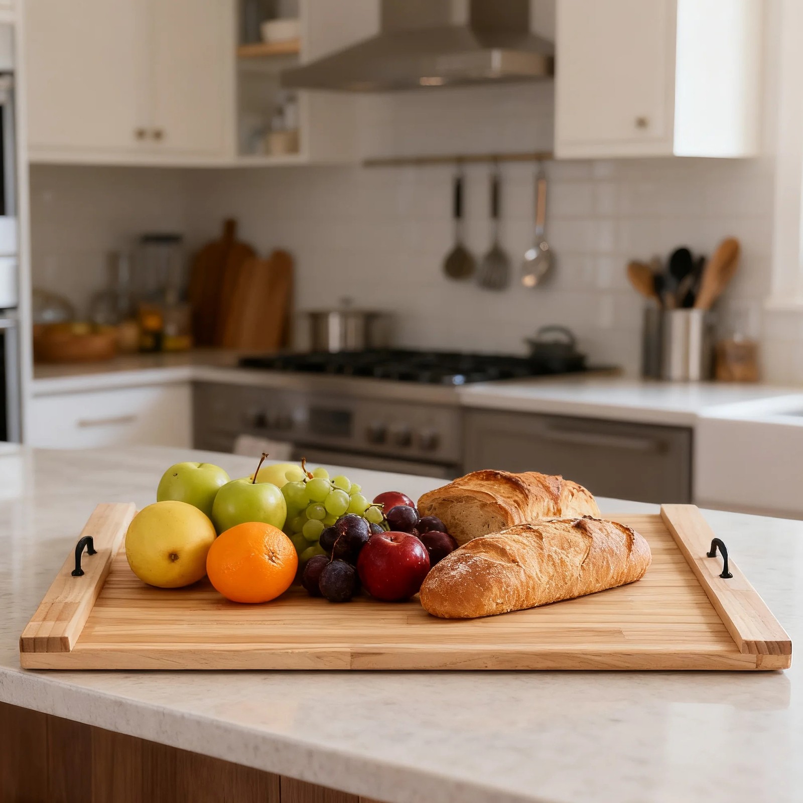 Noodle Board Pine Wood Stove Cover w/ Handles for Gas Electric Stove Top 30"x22"