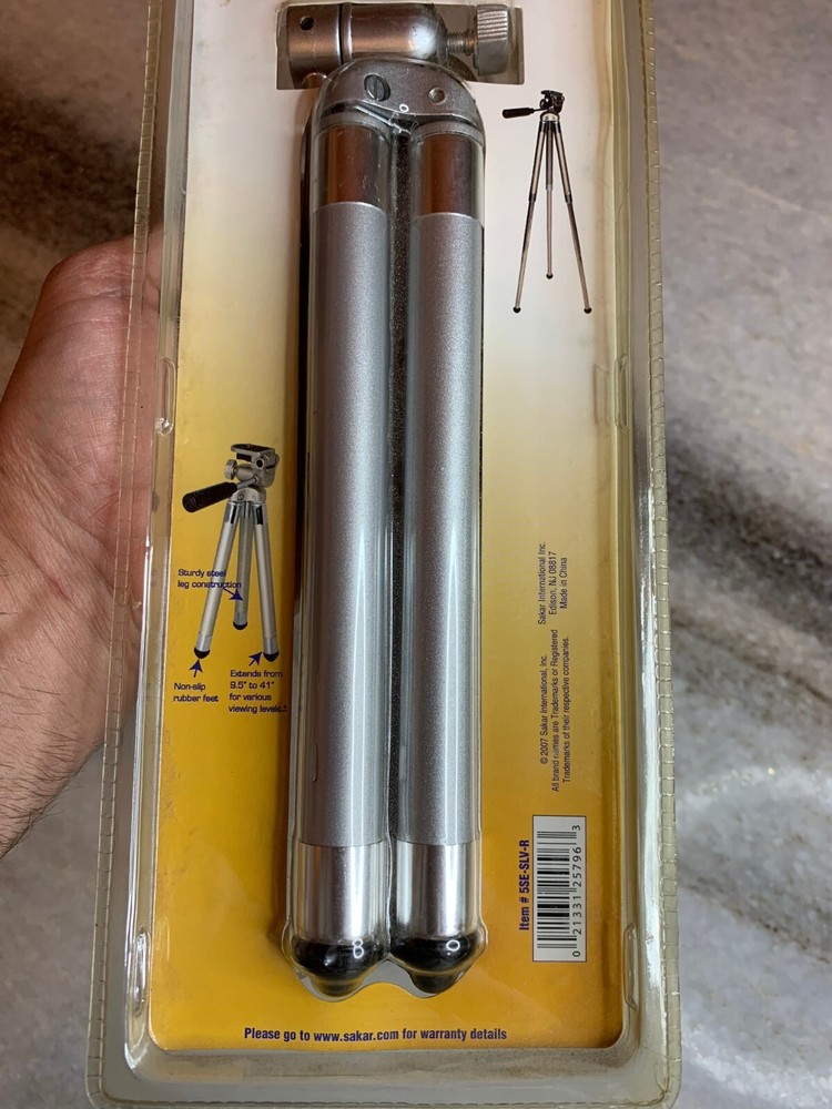 Camera Collapsable Extending Tripod 41" Portable 9.5" Chrome Silver Rubber Feet
