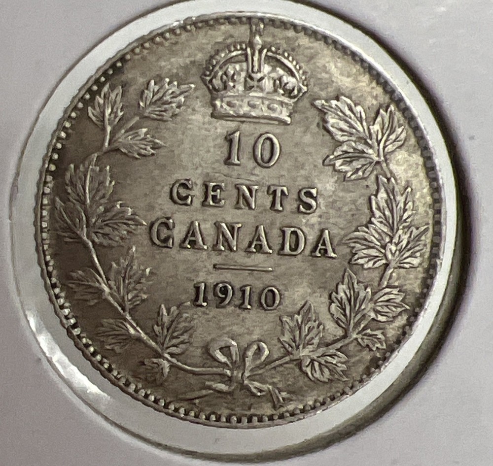 1910 Canada 10 Cent Silver Dime Coin