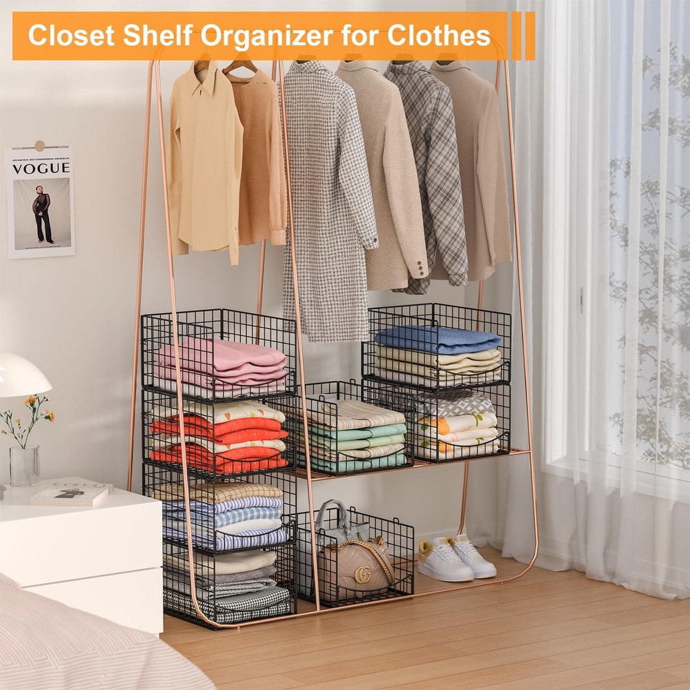 Hongtamoya 4-Tier Stackable Closet 15.9"D x 12"W x 35.3"H | Stackable, Black