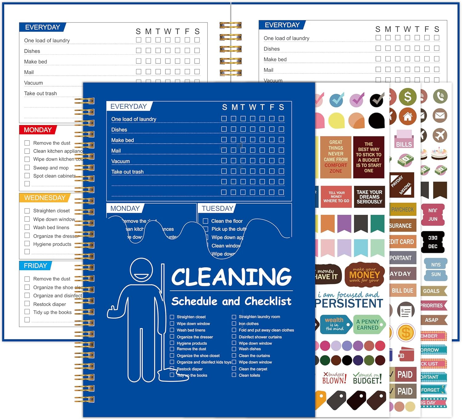 ADHD Cleaning Planner, Cleaning Schedule and Checklist, Undated Daily and Weekly