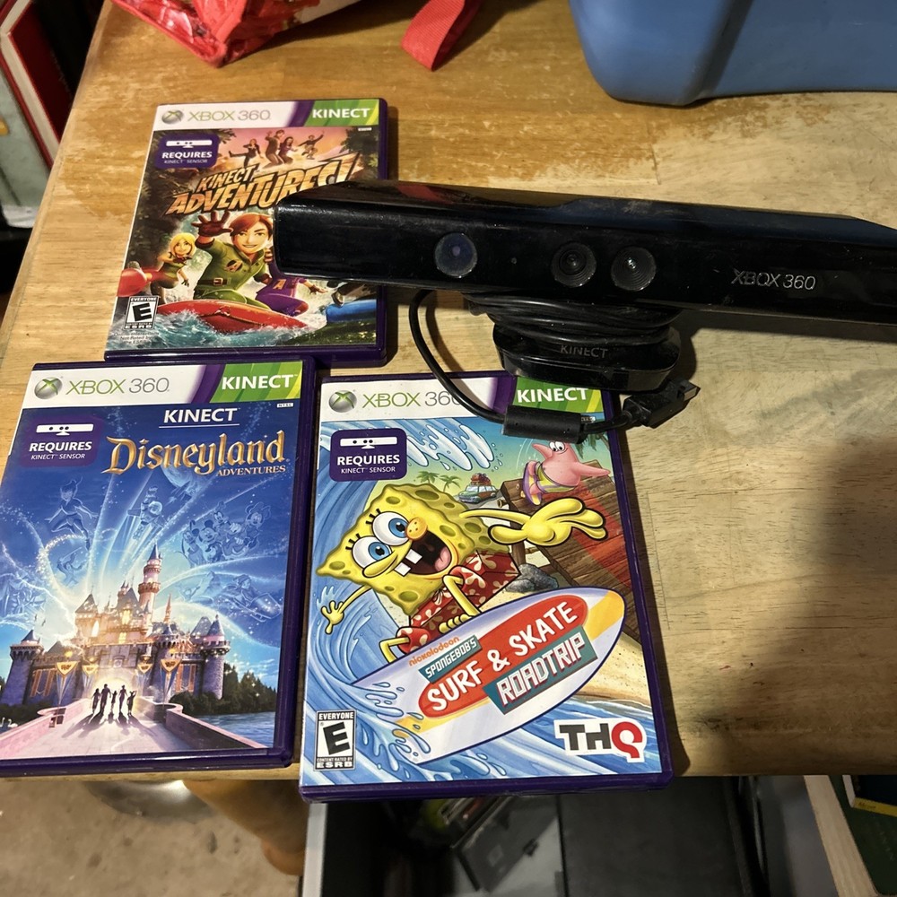 Xbox 360 Kinect Sensor Bar Only - Black W/ 3 Games!