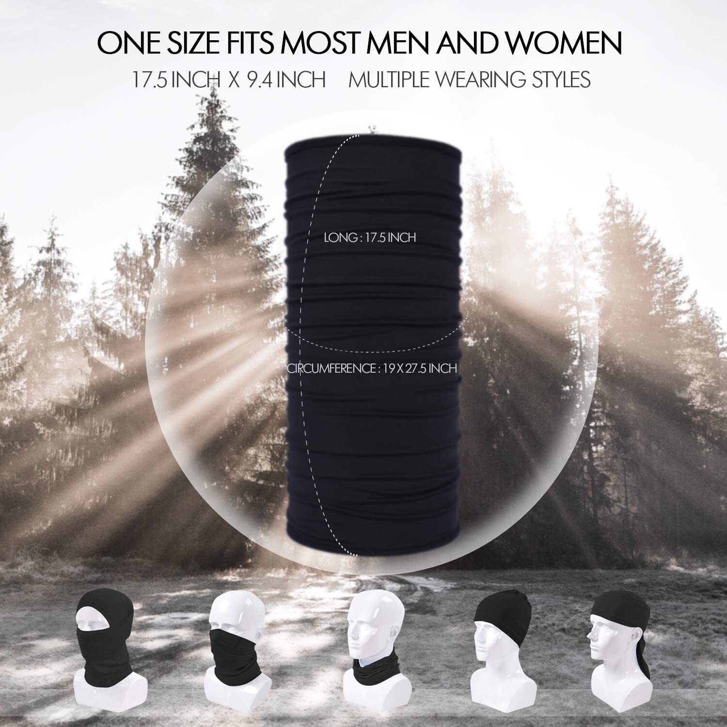 Neck Gaiter Face Cover Scarf Windproof UV Protection Bandana Mask for Men Women