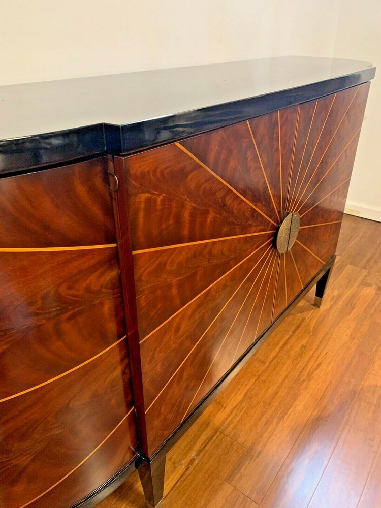 Mahogany Deco Style Buffet with Black Lacquer Top