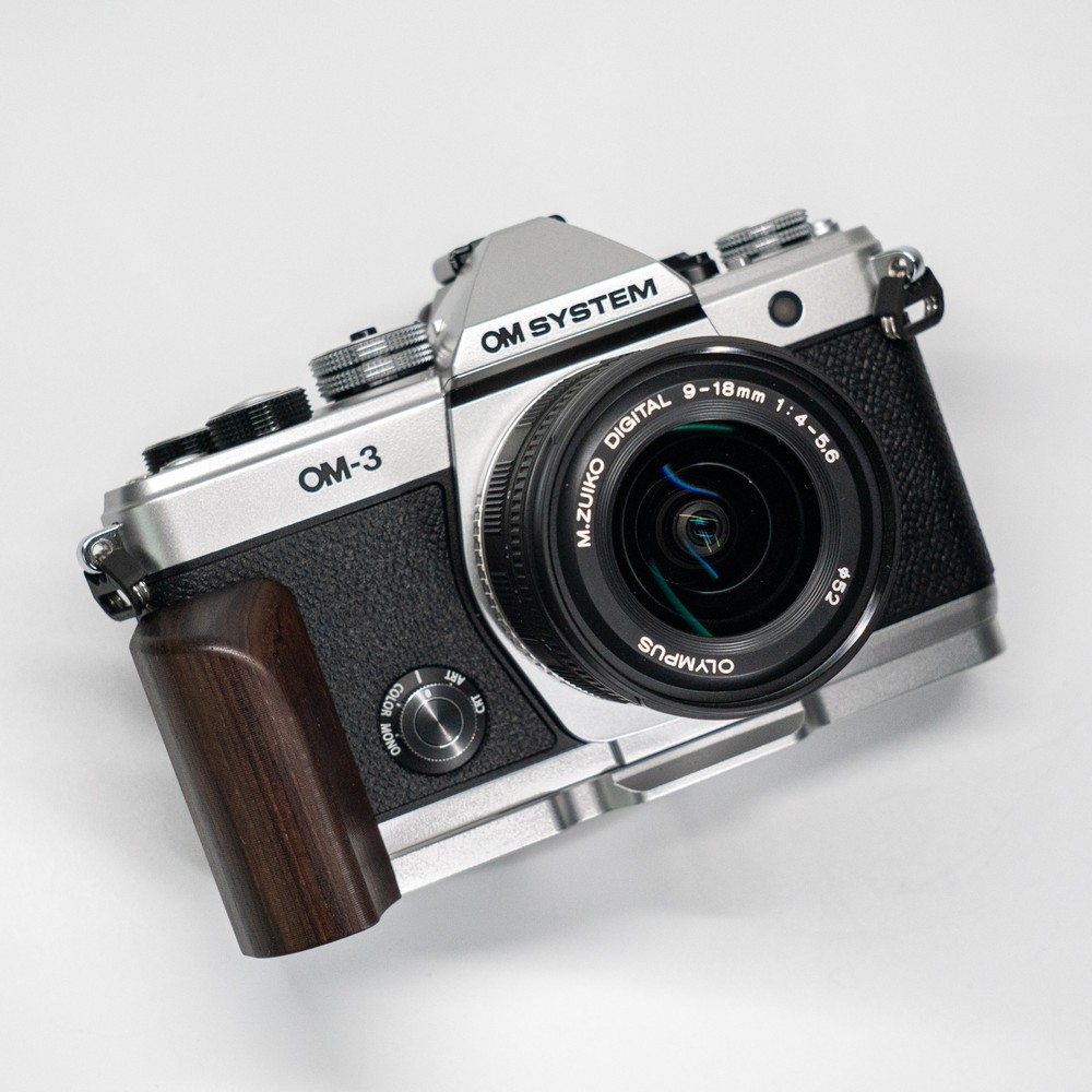 Camera Grip L-Plate Handle Solid Wood Suitable base for Olympus OM-3