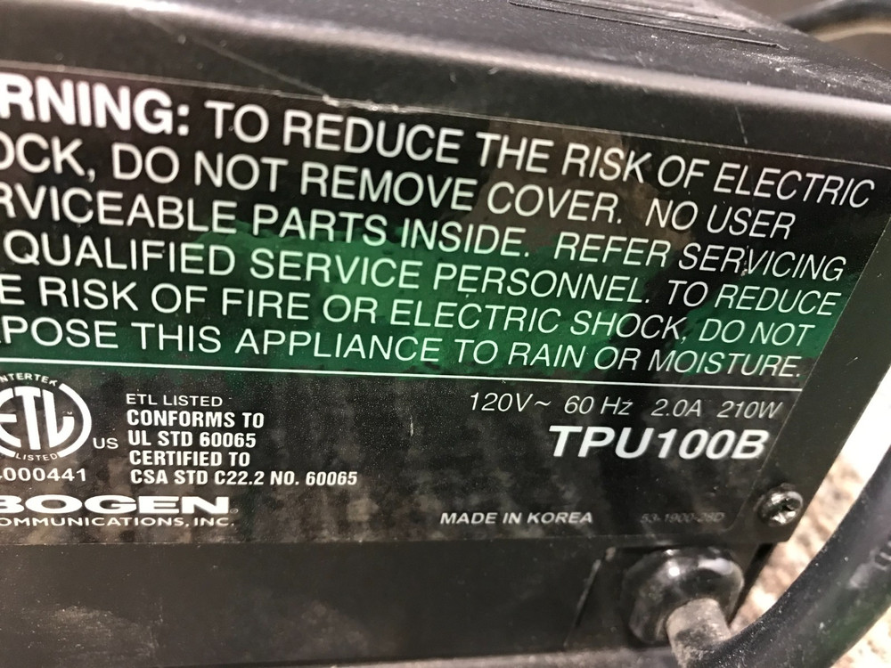 Bogen TPU-100B 100 Watt Telephone Paging Amplifier *
