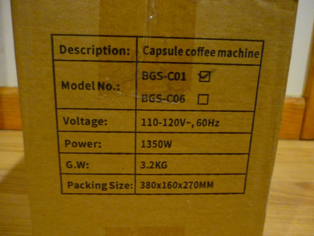 BRAND NEW BEANGLASS CAPSULE COFFEE MACHINE BGS-C01