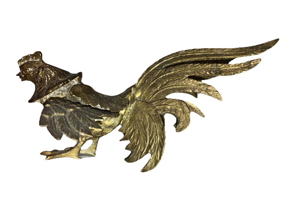 Mid Century Brass Fighting Rooster 9"
