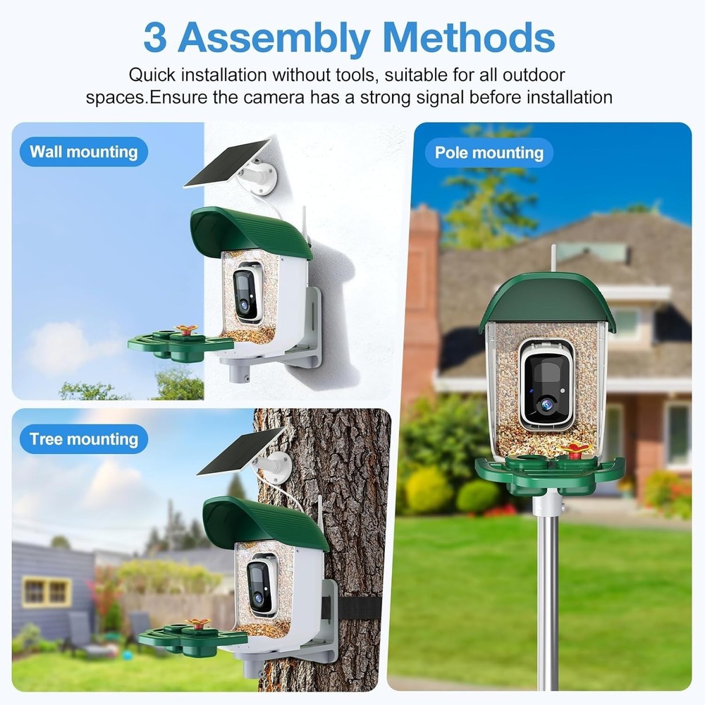 Smart Bird Feeder with 3MP HD Camera & AI Identify with Solar Panel