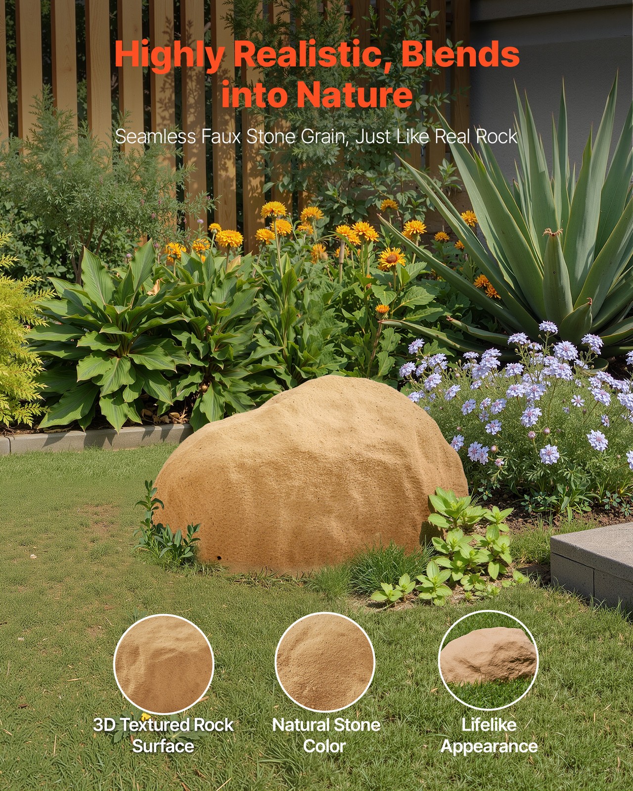 VEVOR Faux Landscape Rock Well Pump Cover Realistic Lightweight Sand Yellow S