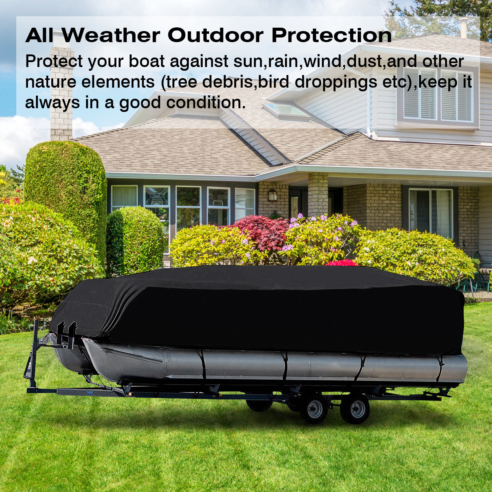 21-24Ft Waterproof Heavy Duty Pontoon Boat Cover Outdoor UV Rain Dust Protection