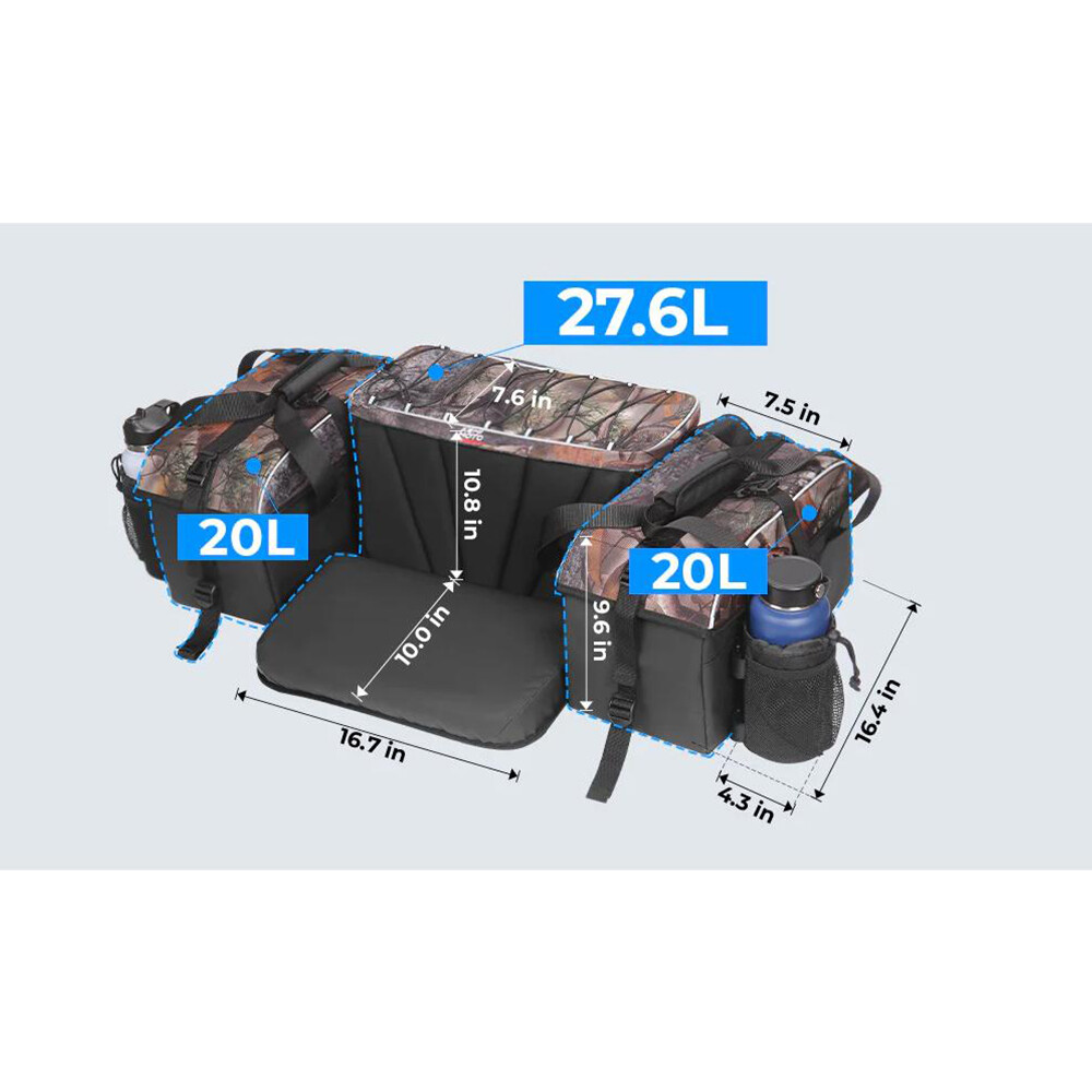 Upgraded ATV Rear Seat Rack Storage Bag w/Cushion Cooler for Polaris Sportsman