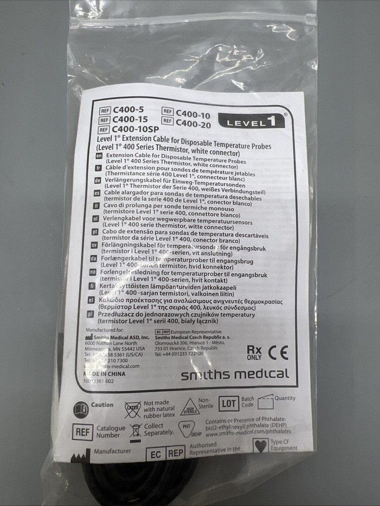 Smiths Medical C400-15 Electrical Extension Cable for Disposable Temp Probe