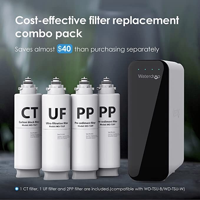 Waterdrop Undersink Replacement Water Filter Compo Pack, 2PP+CT+UF
