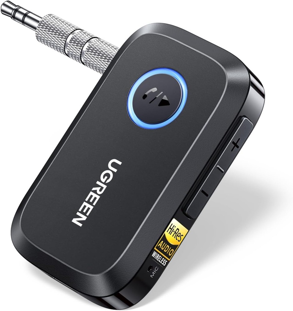 Bluetooth 6.0 Receiver for Car with LDAC, AI Noise Cancelling 3.5mm AUX