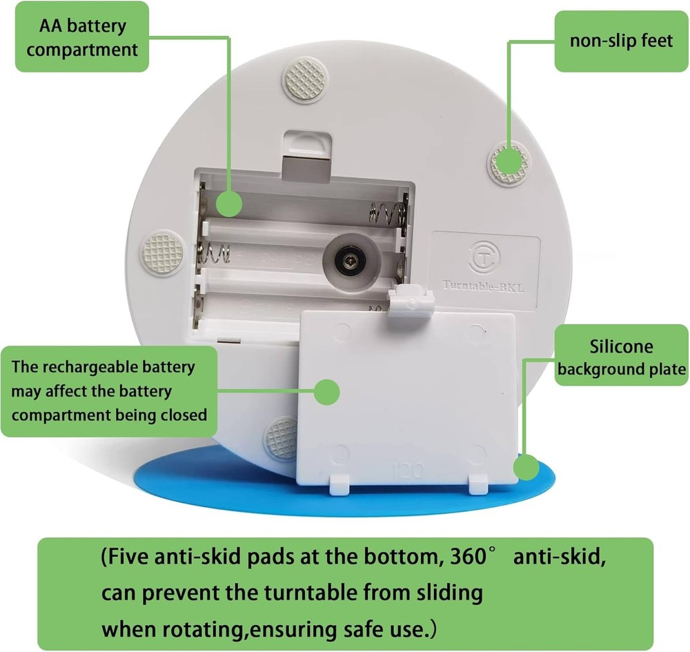 USB & Battery Powered Rotating Display Stand - 4.72" Adjustable Speed Turntable
