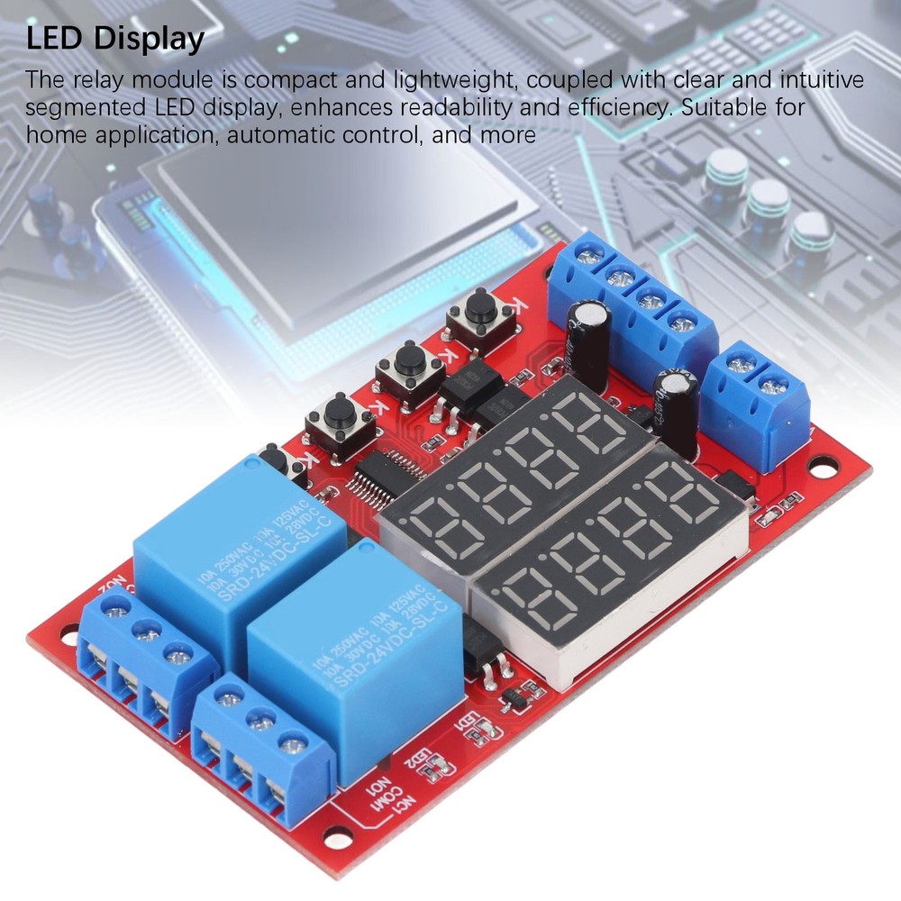 24V 2 Channel Relay Module LED Display Delay Self Locking Cycle Timer Module