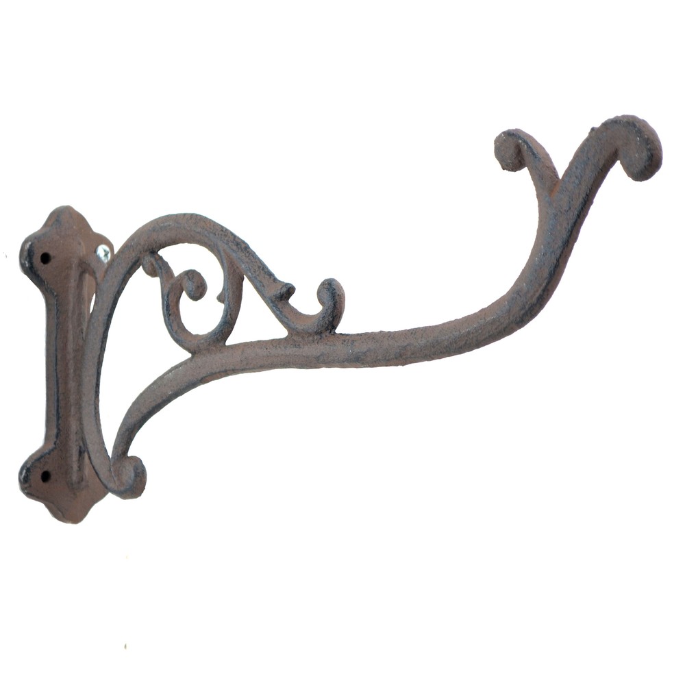 Rustic Cast Iron Plant Hanger Hook 10" – Wall Mount Bracket for Hanging Baskets