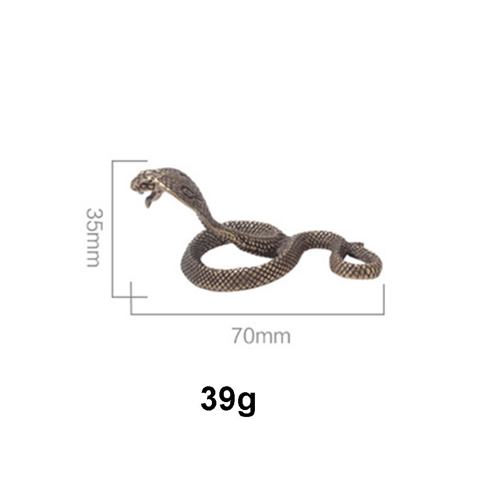 35*70mm Antique Bronze Cobra Boa Snake Statue Miniature Figurines Copper Zodiac