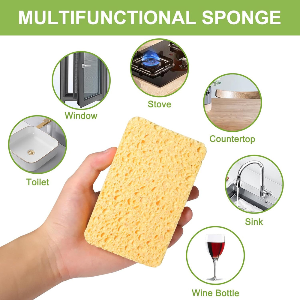 12 Pack Non-Scratch Scrub Sponge, Natural Kitchen Sponges for Cleaning Kitchen,