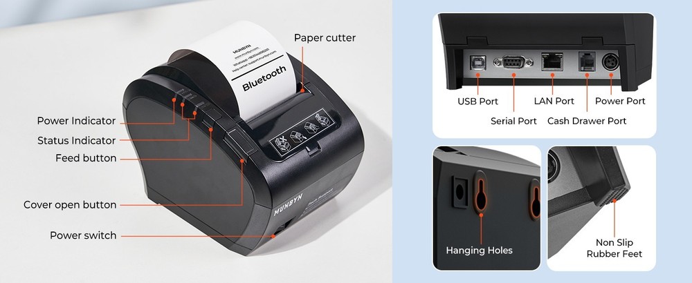 Bluetooth Thermal Receipt Printer P047, 80mm POS Printer, Thermal Printer