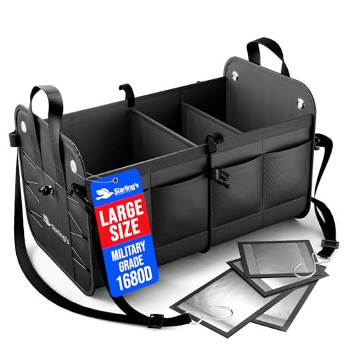 Car Trunk Organizer – Collapsible Storage Box with Adjustable Large Black