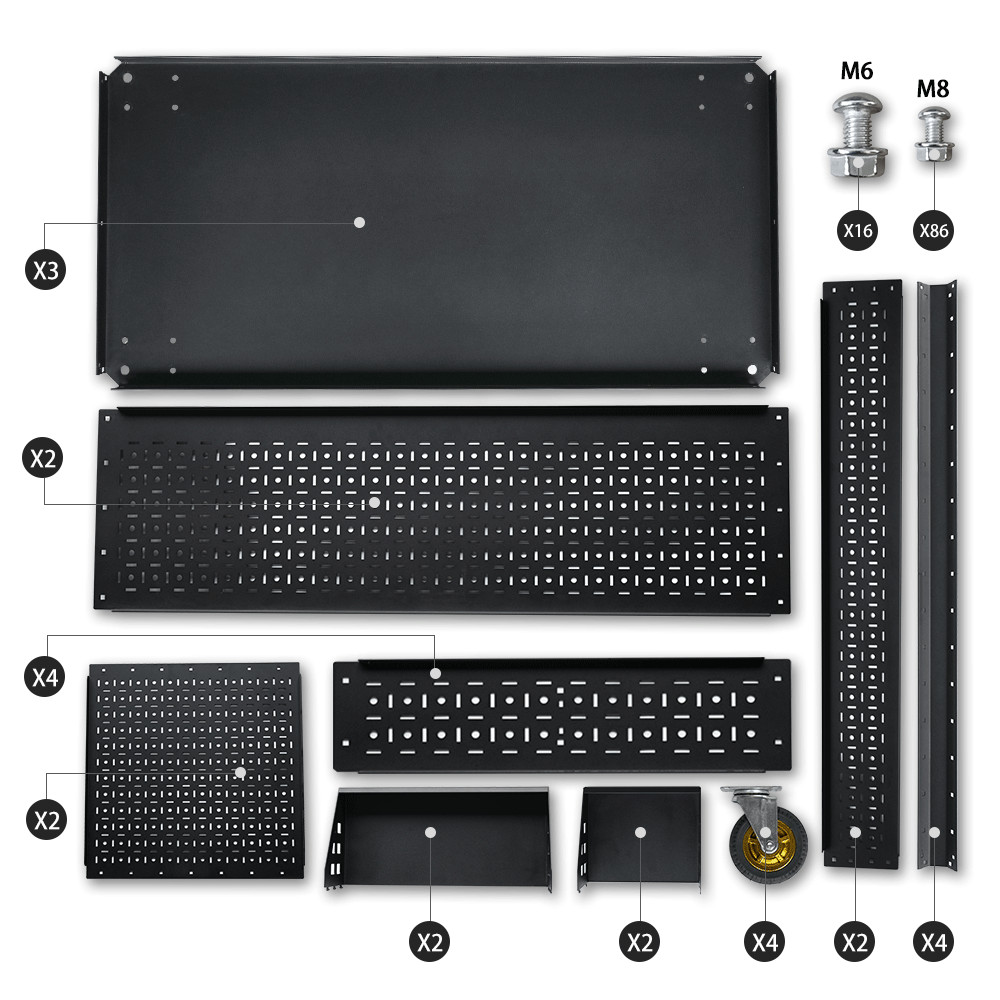 3-Tier Rolling Tool Cart with 4 Trays Mechanic Cart on Wheels 500-Lb Capacity