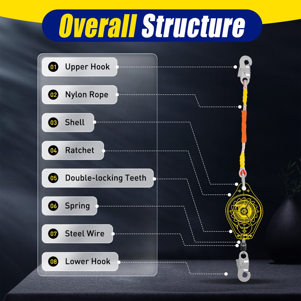 Self Retracting Lifeline 23 ft Fall Arrester Fall Protection Fall Arrestor Tool