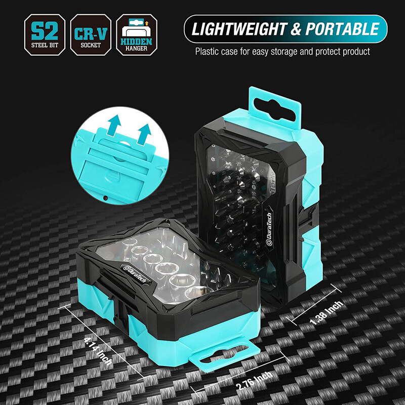 DURATECH 56PC 1/4" Ratchet Wrench Screwdriver Bit Set 60-72 Tooth Bit Socket Set