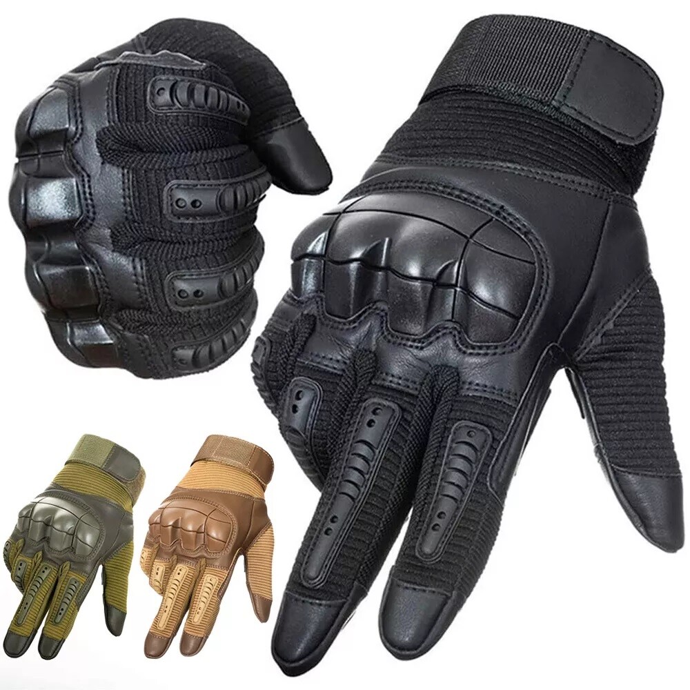 Leather Motorcycle Racing Full Finger Touch Screen Protective Gloves for Men