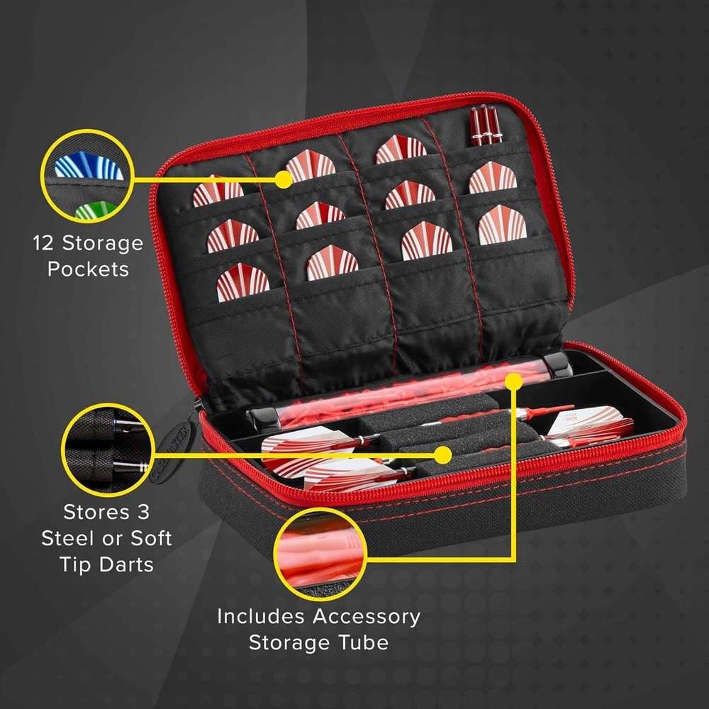 Casemaster by GLD Products Plazma Dart Case Black with Ruby Zipper, Ruby Trim