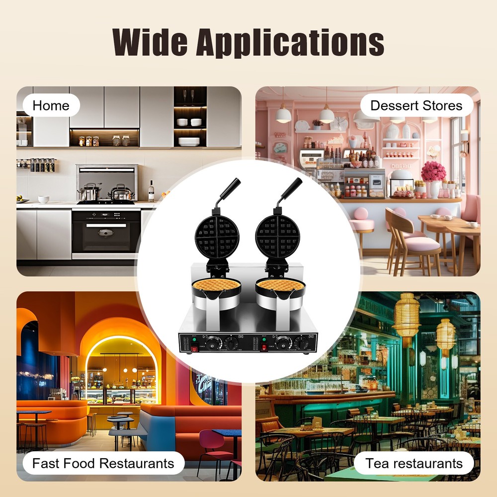 Double Head Waffle Maker Electric Digital Muffin Baker Waffle Making Machine