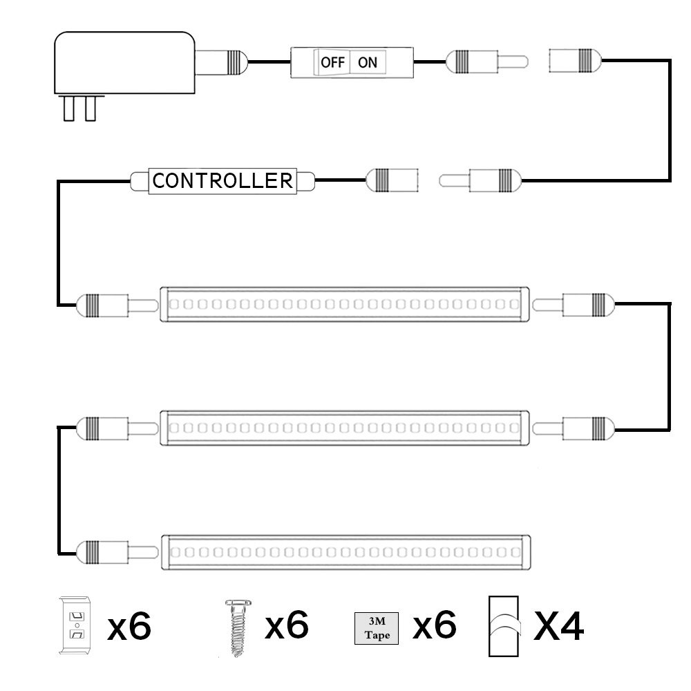 LED Under Cabinet Lighting Plug in, Dimmable Under Counter Light Rigid Bar 12V