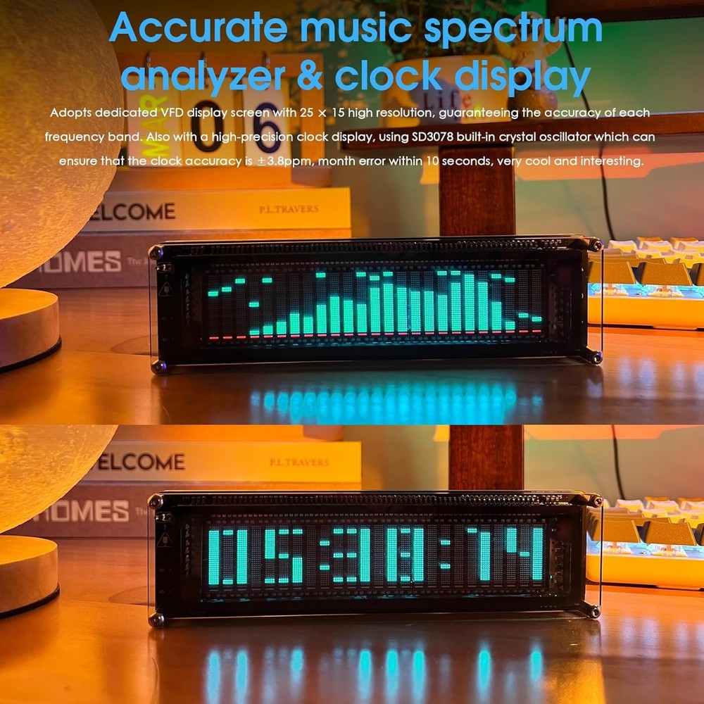 Professional Audio Analyzer with Crystal Oscillator and Precise Clock Display
