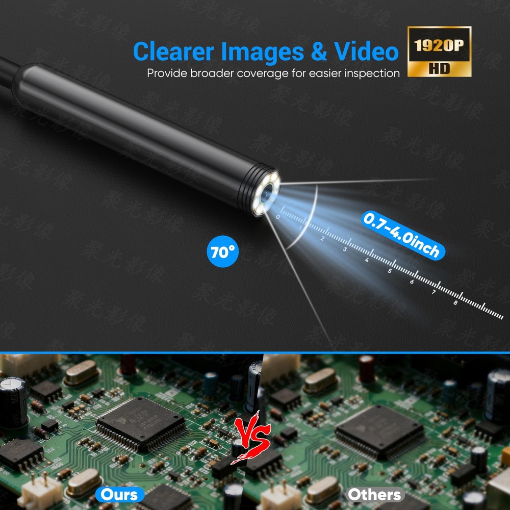 Endoscope Camera with Light,1920P HD Borescope with 8 Adjustable LED Lights, ...
