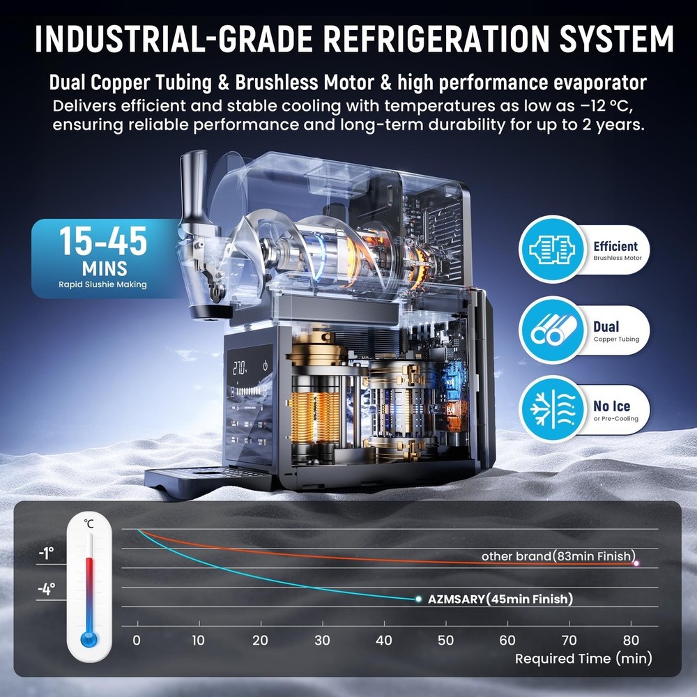 Slushie Machine 85oz Ice Cream Maker LED Programs