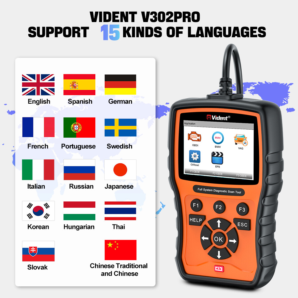 Vident V302Pro Code Reader For BMW All System Diagnostic Tool 14+Reset Oil Reset