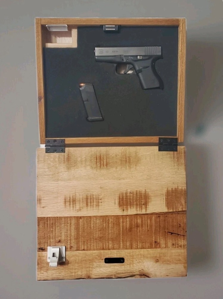 RUSTIC Concealed Handgun Kitchen Wall Mount Cabinet/ Hidden Lock