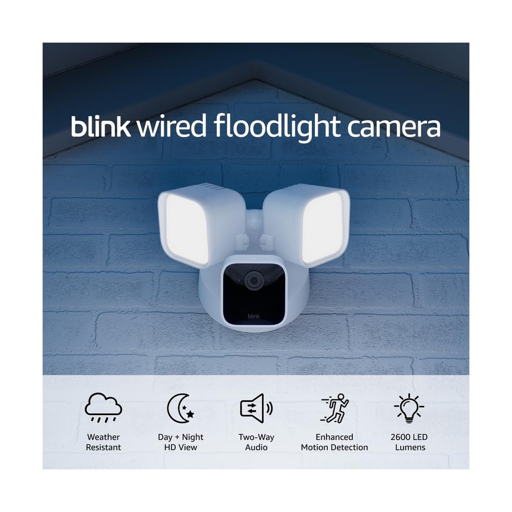 Blink Wired Floodlight Camera, Smart security camera, 2600 lume... USA FAST SHIP