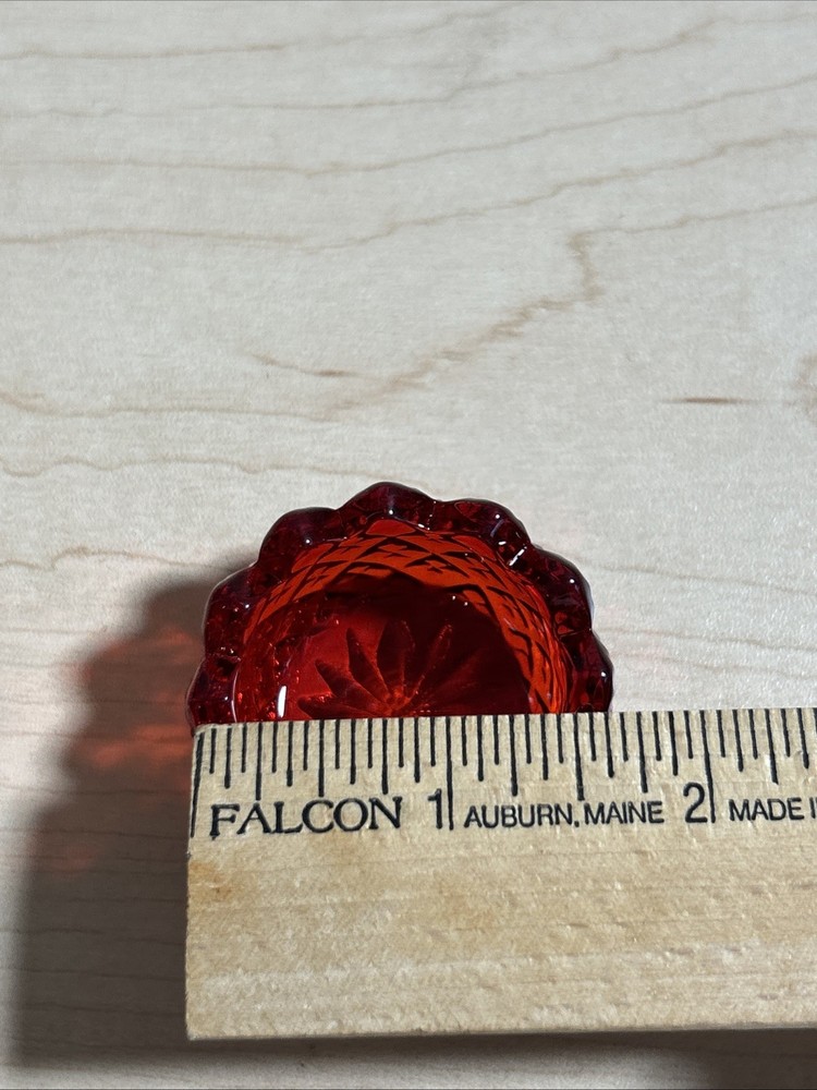 Vintage Ruby Red Diamond Pattern Sawtooth Glass Salt Cellar Dip Cadmium UV