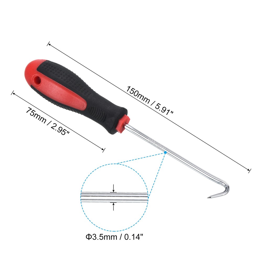 2pcs O-Ring 90°Hook 150mm Oil Seal Gasket Precision Puller Remover Tool Red