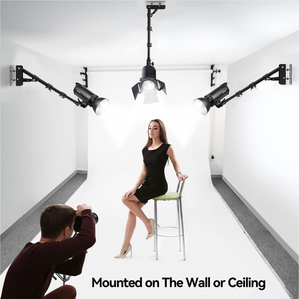 Selens 39" Wall Mount Triangle Boom Arm Flexible Extension For Ring Light Studio