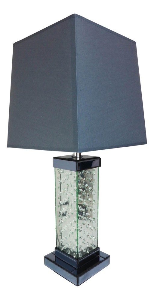 Modern Chic Glam Beveled Floating Crystals Glass Rectangular Table Lamp W/ Shade